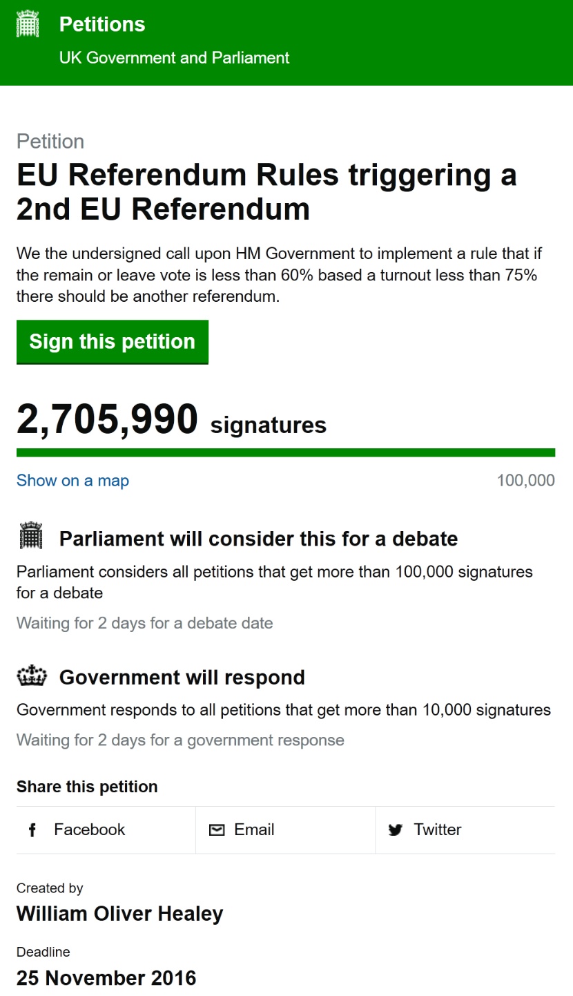 UK Petition for 2nd EU Referendum