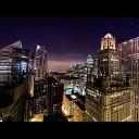 Downtown Chicago View from the Wyndham Grand Chicago Riverfront Penthouse at Night
